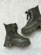 Botki zielone khaki skarpetkowe eko skora 39