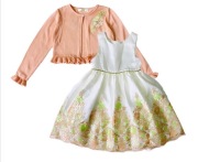 American Princess 128/134 sukienka wizytowa, haft, sweter, kwiaty, cyrkonie