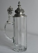 Stary kryształowy kufel BMF z wieczkiem cynowym