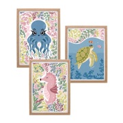 3w1: Plakaty do pokoju dziecięcego, A4 (wymiary 21x 29,7 cm) / morskie 