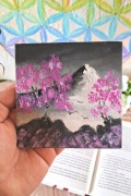 Mini obraz na płótnie malowany olejem Sakura Góra mini painting