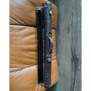 Stary mosieżny statyw teleskopowy do aparatu pokrowiec skora licowa Agfa