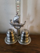 Solniczka i pieprzniczka ze statkiem, vintage