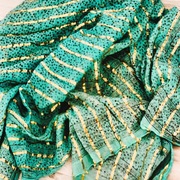 **morska CHUSTA złote paski szal 100x100 cm 