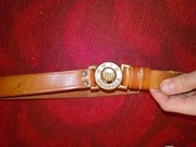 Skórzany pas pasek harcerski ZHP Czuj Zuch z mosiężną klamrą 75cm