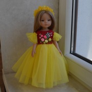 Ubranko dla lalki typu Paola Reina 32 cm - SUKIENKA z haftem OPASKA 