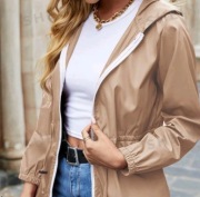 Damska kurtka z kapturem - Shein Khaki