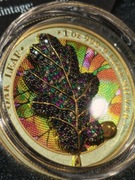 1 Oz Silver Coin 2019 5 Mark Germania Bejeweled Oak Leaf Summer