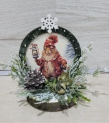 Stroik Boże Narodzenie na pniu bombka stojąca drewno