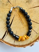 Bransoletka z kamieni naturalnych, bursztynu , szczęście 