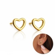 Kolczyki SERCA ze stali szlachetnej platerowane 14k złotem, delikatne
