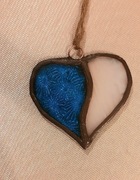 Szklane serduszko,zawieszka witrażowa 