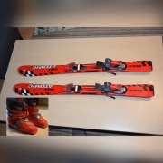 Czerwone narty Atomic 120 cm buty salomon 19