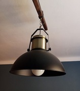 Lampa wisząca, drewno olejowane, stal. NOWA