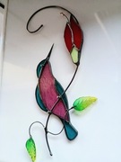 Witrażyk zawieszka rękodzieło prezent hadmade Sikorka 