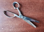 Duże ciężkie nozyce krawieckie PRL- zygzak 