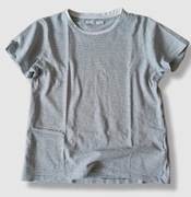 M&S T-Shirt koszulka krótki rękaw bawełna biała w paseczki 146-152cm