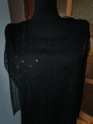 Czarna wieczorowa sukienka tiulowa w kropki