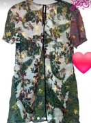 Bluzka tunika zielona złota Zara jedwab w składzie