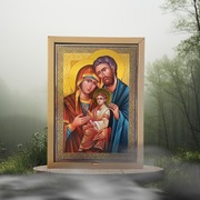 Piękny obraz 24x32 na grubiej desce Święta Rodzina Ikona 