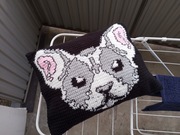 Pluszowa poduszka na szydełku rękodzieło handmade kot sfinks alternative 