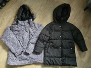 Kurtka narciarska Reserved 134cm+ płaszcz Zara 128cm