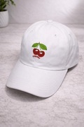 Czapka z Daszkiem Biała z Wisienkami Modna Baseball Cap 