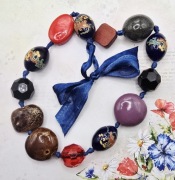 Boho naszyjnik ceramiczne korale vintage retro Fashion Jewelry modny