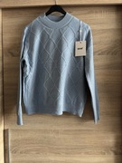 Sweter damski niebieski s/m EVIS długi rękaw wiskoza romby