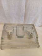 Zabytkowy, podwójny kałamarz szklany Art Deco