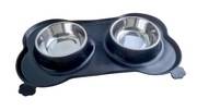 Zestaw dwóch misek dla psa kota z silikonową podstawką