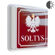 SOŁTYS WÓJT podświetlana tabliczka lampa LED czujnik zmierzchu tablica herb