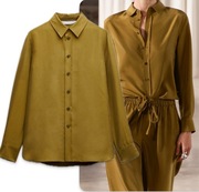 ZARA koszula, 100% jedwab naturalny, oliwkowa, ZW COLLECTION, r. M jak S