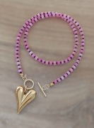 Naszyjnik kamienie naturalne jadeit stal różowa serce