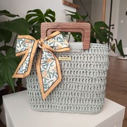 Torebka Supełek drewniane rączki szara