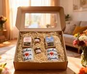 Prezent dla babci i dziadka kubek herbata miód zawieszki gotowy box wstążka