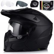 KASK MOTOCYKLOWY 4w1 VITO PREDATOR MATT ODPINANA SZCZĘKA + DASZEK +2xBLENDA