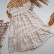 Sukienka w paski CA C&A bawelniana z falbankami pastelowa rozkloszowana 92