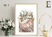plakat A4, Dzień Mamy, kwiaty, serce, rośliny, imieniny, urodziny