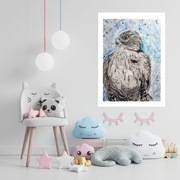 Obraz-tusz i akwarela-Jastrząb- możną dodać napis