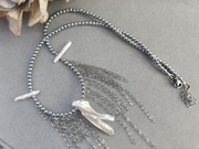 Naszyjnik z perłami i hematytem UNIKAT 