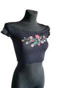 Czarny croptop hiszpanka haft 34,XS Primark