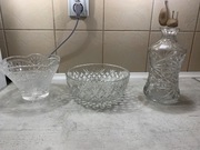 Miska na owoce karafka kryształowa PRL 2 sztuki  fi 22 cm wysokość 8 cm