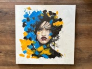 Obraz abstrakcyjny nowoczesny 50x50 cm –ęcznie malowany, unikat