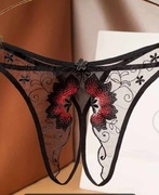 Stringi koronkowe czarne rozmiar uniwersalny 