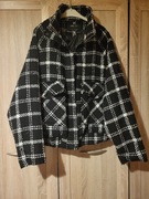 Tweedowa kurtka w kratkę typu bomber Sinday r. L