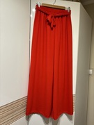 damskie z szeroką nogawką letnie czerwony Made in Italy