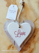 Serce, drewniane, ozdoba, prezent