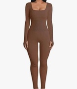 Kombinezon Damski Sportowy Prążkowany Do Jogi Na Trening Długi Rękaw Rozm L