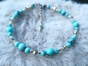 Branzoletka turkusowy holwit, złocony hematyt 